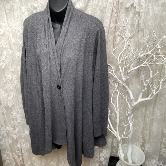 Calvin Klein Soft Grey Long Sleeved Cross Over Sweater - Picture 12 of 12